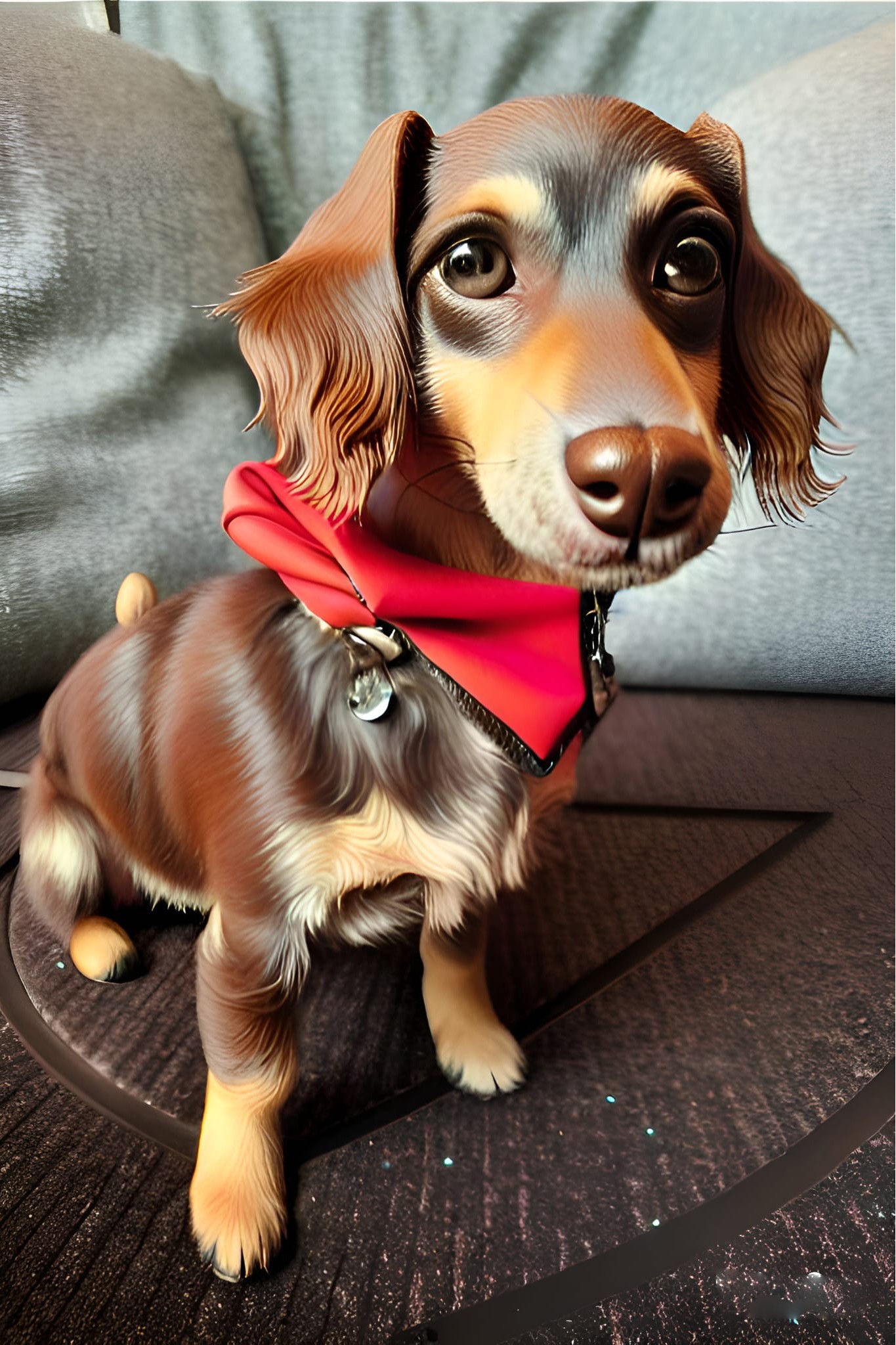 chien avec foulard rouge